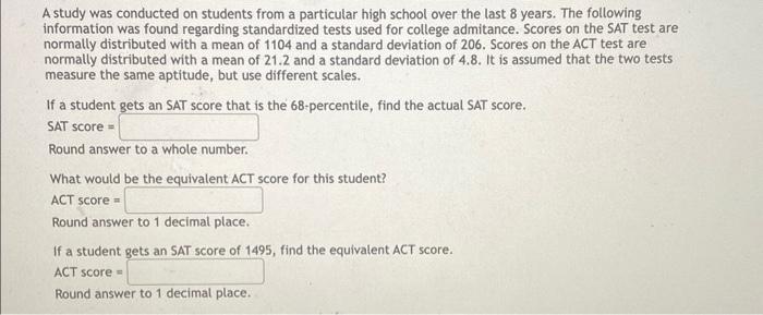 Solved A study was conducted on students from a particular | Chegg.com