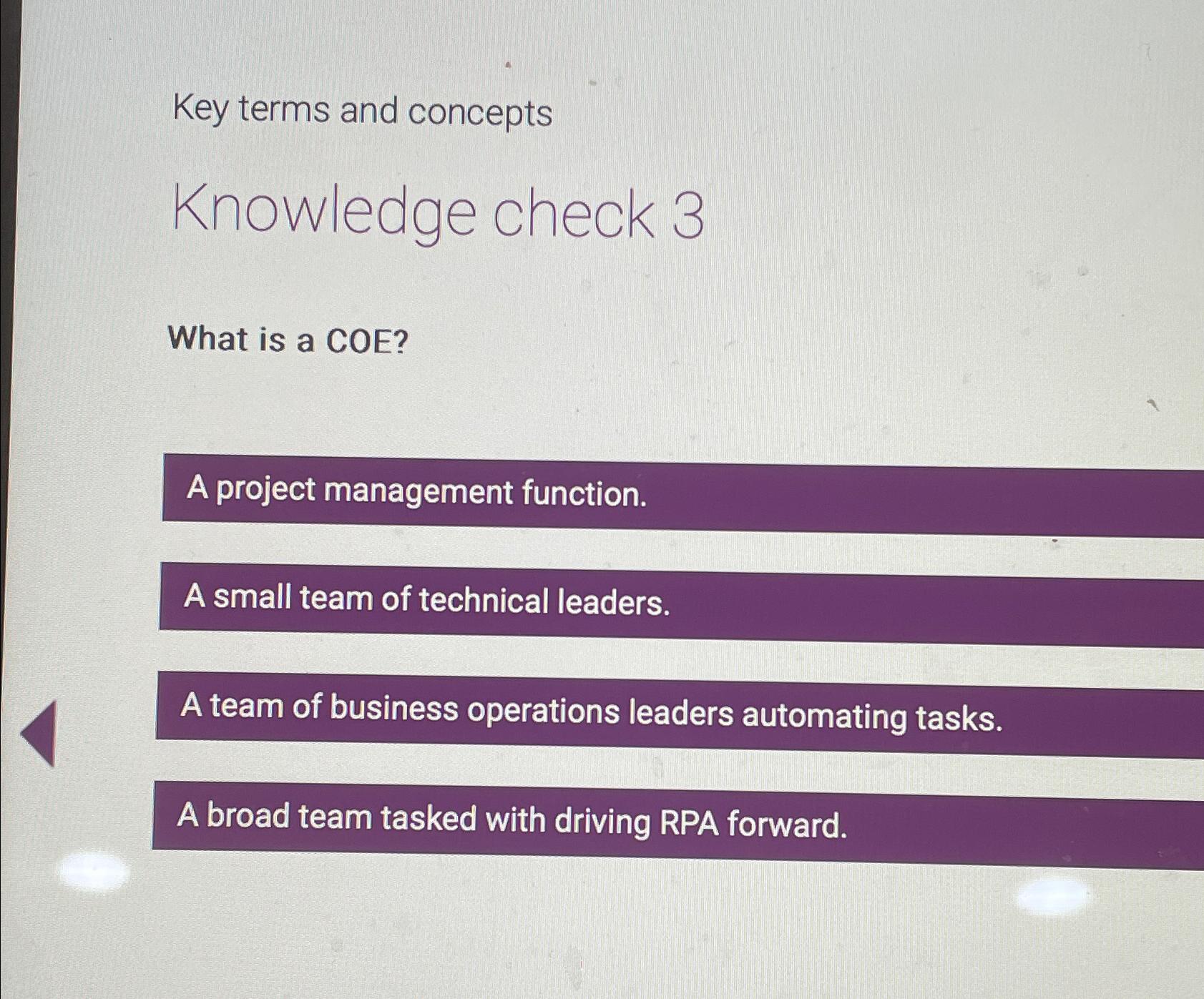 Solved Key terms and conceptsKnowledge check 3What is a | Chegg.com
