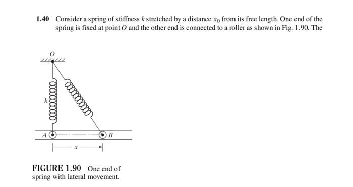 1.40 Consider a spring of stiffness k stretched by a | Chegg.com