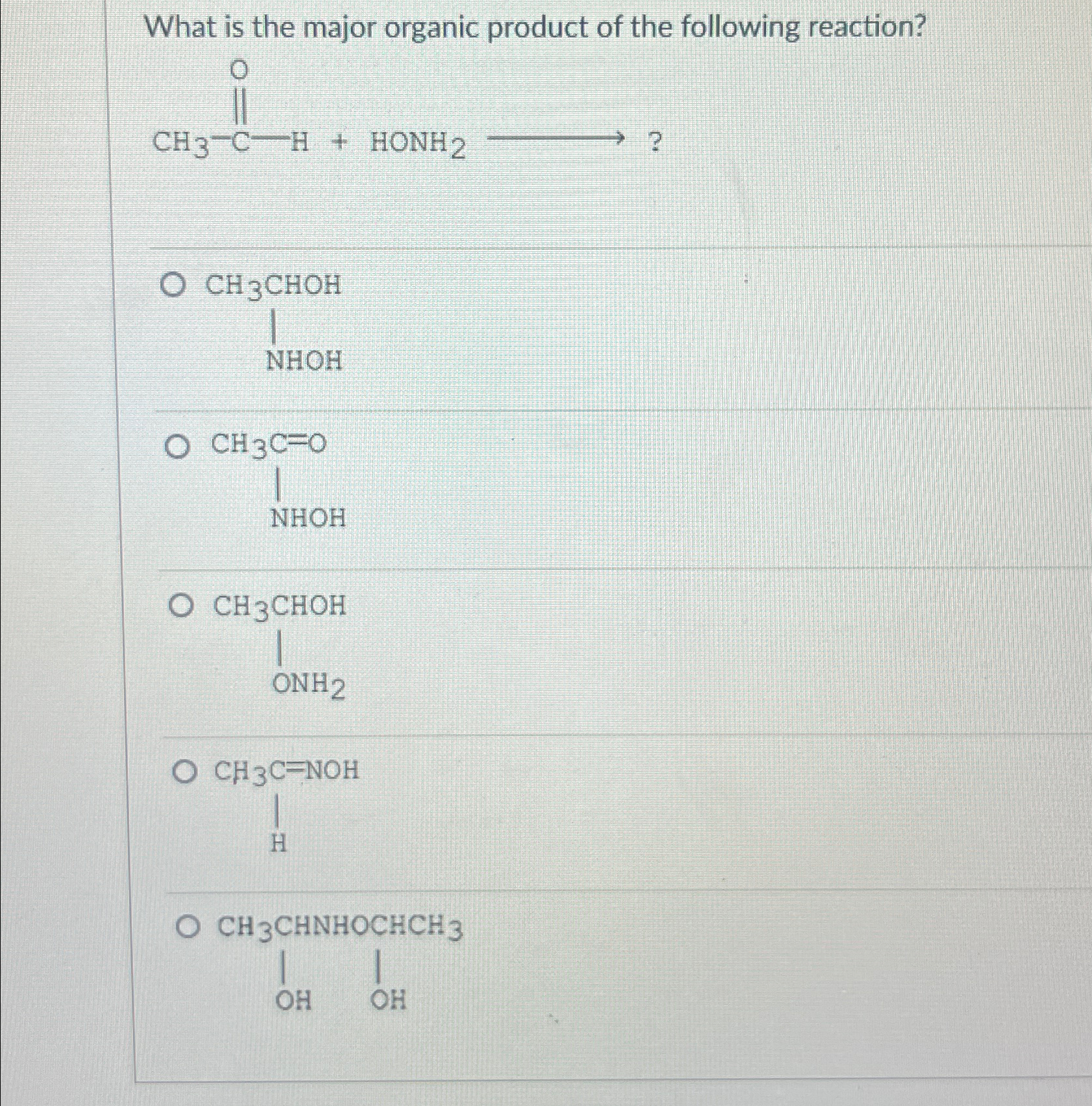Solved What is the major organic product of the following | Chegg.com
