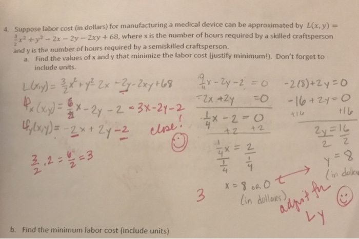 Solved 4. Suppose labor cost (in dollars) for manufacturing | Chegg.com