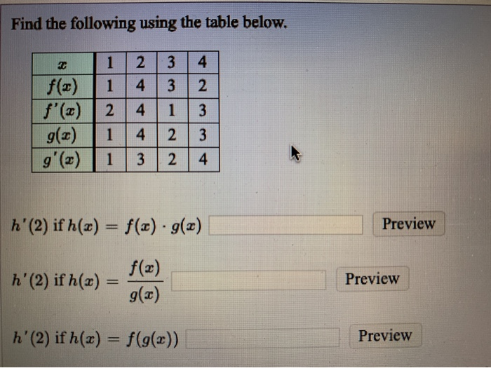 Solved Find The Following Using The Table Below Solved Find The Following Using The Table Below