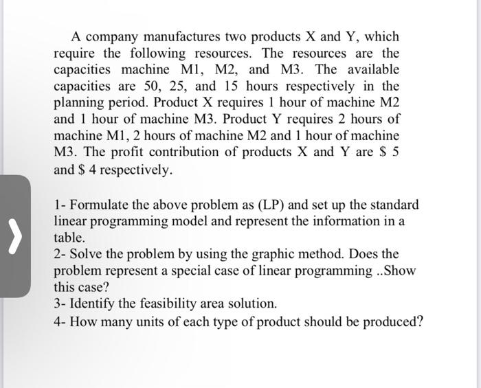 Solved A company manufactures two products X and Y, which | Chegg.com