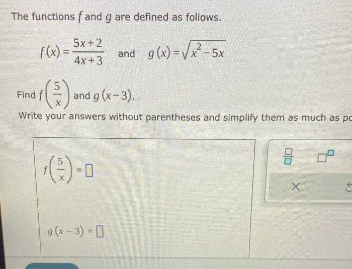 Solved The Functions F And G Are Defined As Follows