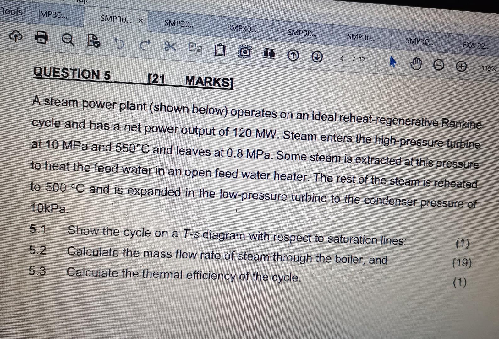 Solved A Steam Power Plant (shown Below) Operates On An | Chegg.com