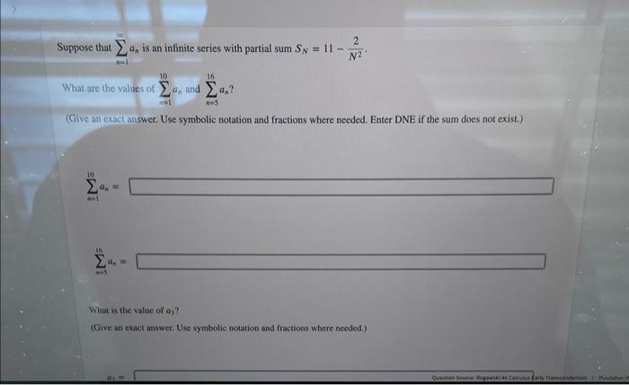 Solved Suppose that ∑n=1∞an is an infinite series with | Chegg.com
