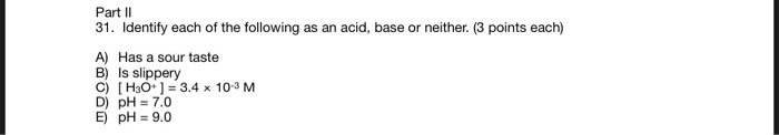Solved Part II 31. Identify each of the following as an | Chegg.com