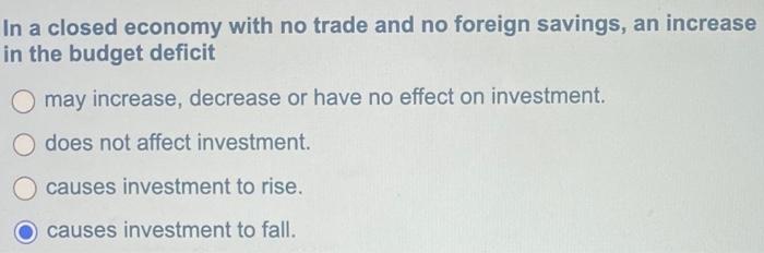 Solved In a closed economy with no trade and no foreign | Chegg.com