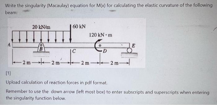 Solved Write the singularity (Macaulay) equation for M(x) | Chegg.com