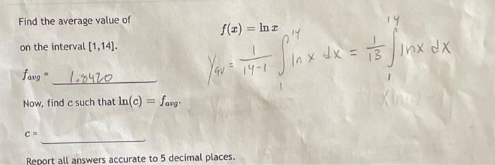 Solved Find the average value of Now, find c such that | Chegg.com
