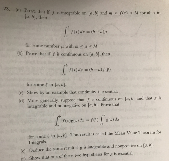 Solved 23 A Prove That If F Is Integrable On A B T Chegg Com