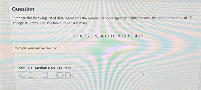 Solved Suppose the following list of data represents the | Chegg.com