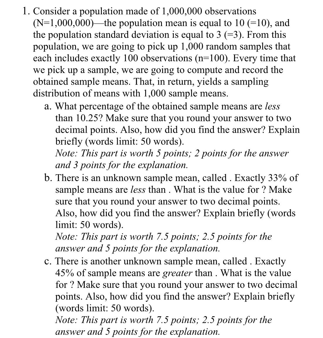 Solved Consider a population made of 1,000,000 observations | Chegg.com