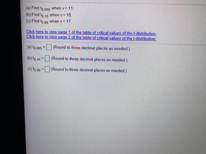 Solved (a) Find to 005 when v= 11. (b) Find to 10 when v = | Chegg.com