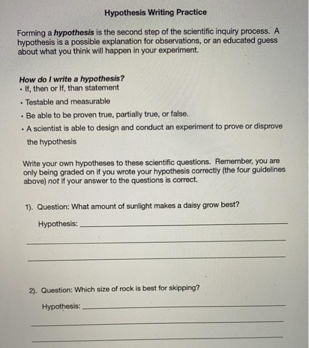 writing hypothesis practice