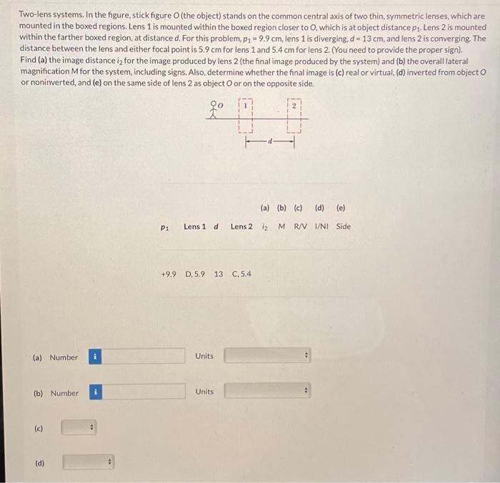 Solved Two-lens systems. In the figure, stick figure (the | Chegg.com