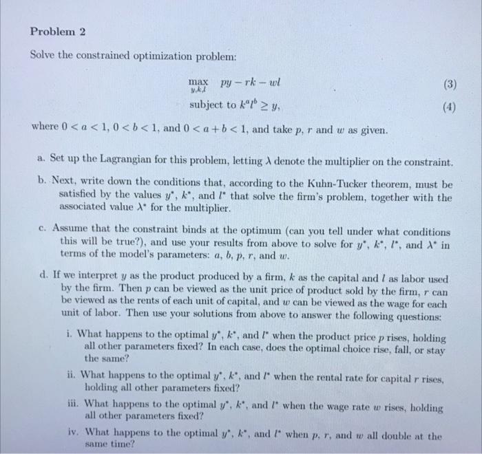 Solved Problem 2 Solve The Constrained Optimization Problem 3330