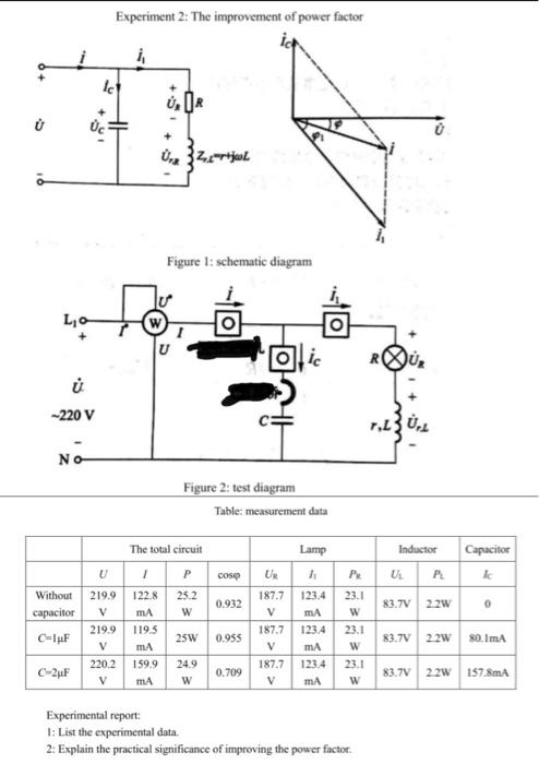 Solved Experiment 2 The Improvement Of Power Factor 101 Chegg Com