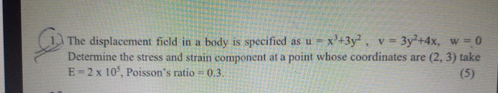 Solved The displacement field in a body is specified as | Chegg.com