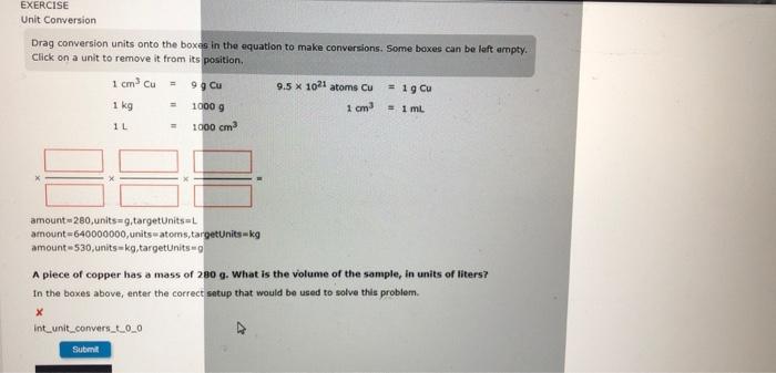 Solved Drag conversion units onto the boxes in the equation | Chegg.com