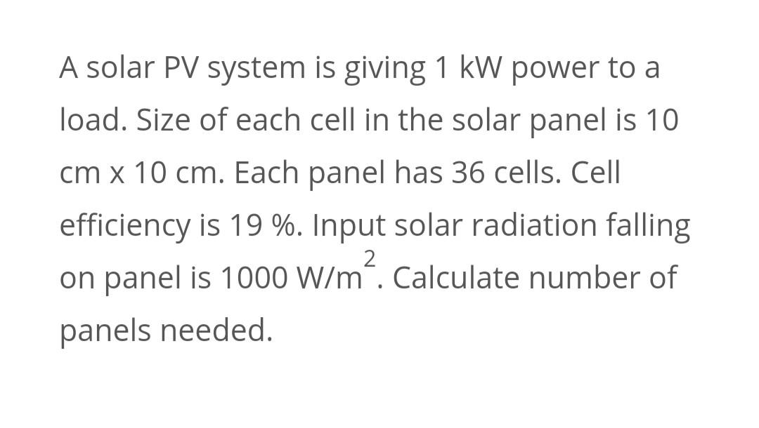 Solved A solar PV system is giving 1 kW power to a load. | Chegg.com