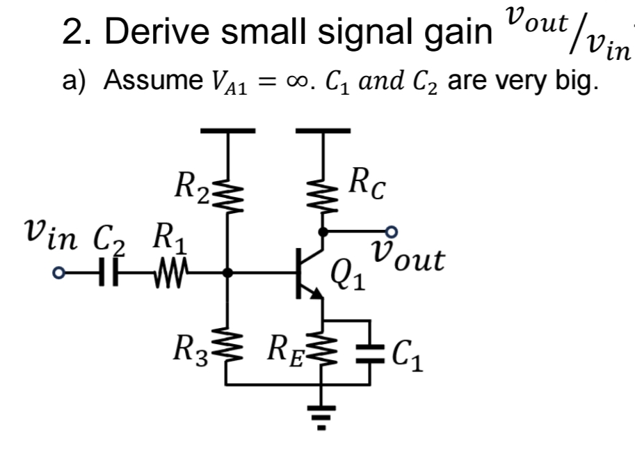 Solved Derive small signal gain voutvina) ﻿Assume VA1=∞.C1