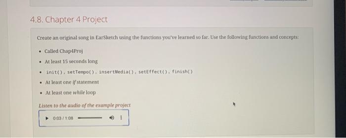4.8. Chapter 4 Project Create an original song in | Chegg.com