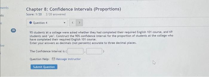 Solved Chapter 8 Confidence Intervals Proportions Score