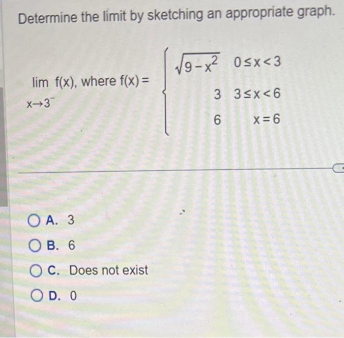 Solved Determine the limit by sketching an appropriate | Chegg.com