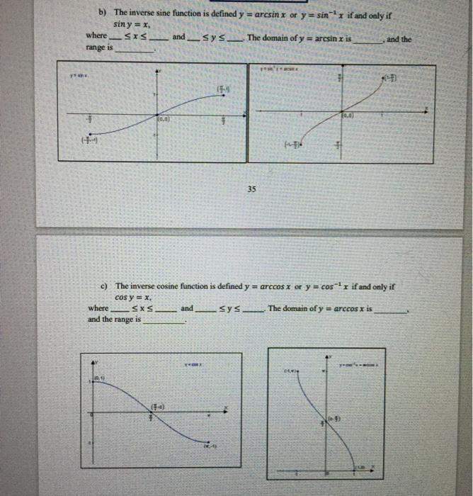 what is the range of arcsin function for x sin y