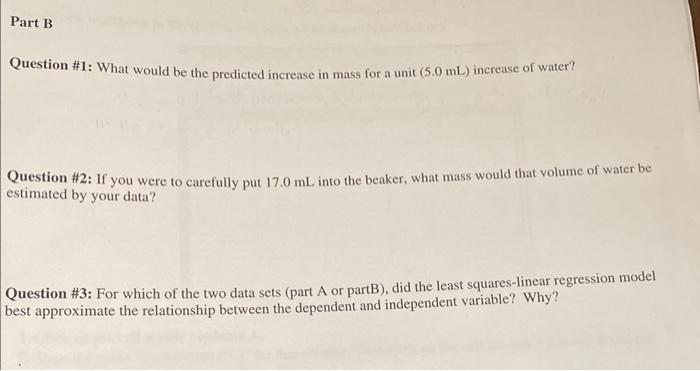 Solved Part B Question # 1: What would be the predicted | Chegg.com