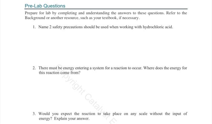 Solved Pre-Lab Questions Prepare For Lab By Completing And | Chegg.com