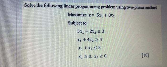 Solved Solve the following linear programming problem using | Chegg.com