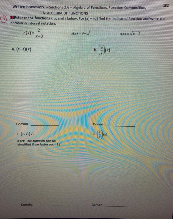 Solved Written Homework - Sections 2.6 - Algebra of | Chegg.com