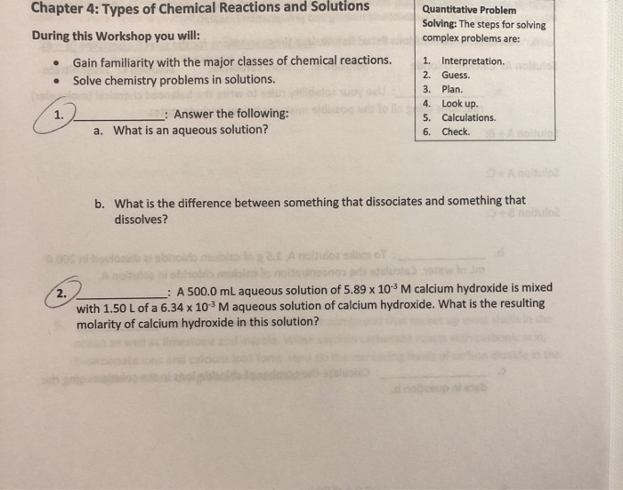 Solved Chapter 4: Types of Chemical Reactions and Solutions | Chegg.com