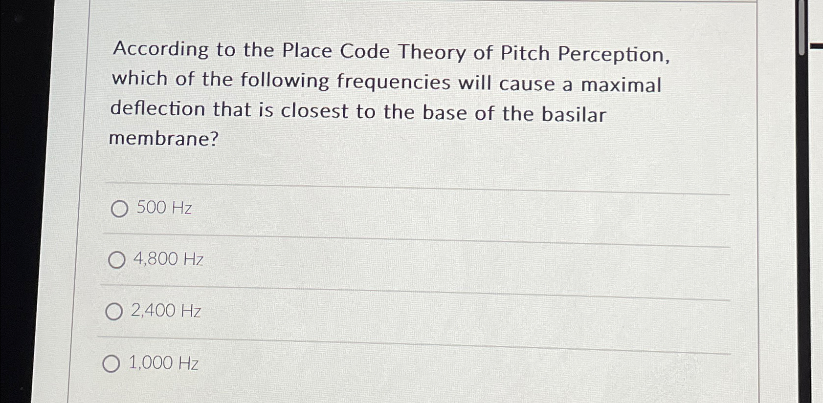 Solved According to the Place Code Theory of Pitch | Chegg.com
