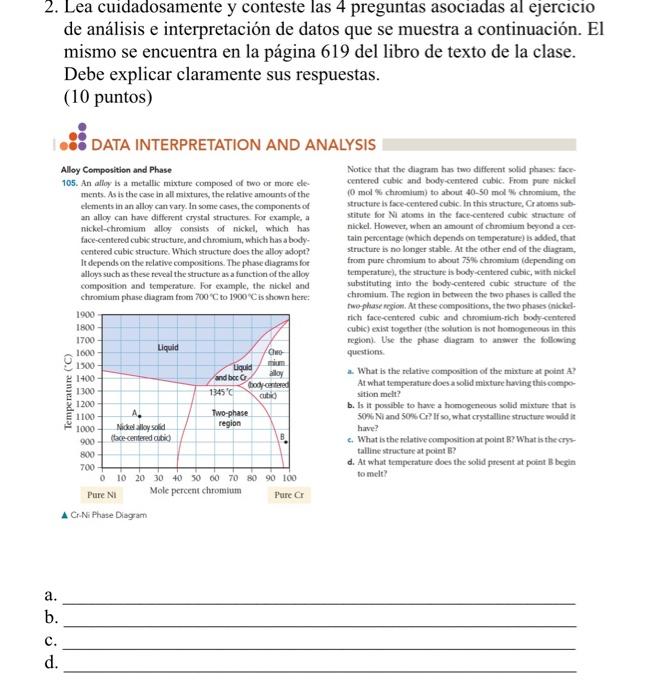 2. Lea cuidadosamente y conteste las 4 preguntas asociadas al ejercicio de análisis e interpretación de datos que se muestra