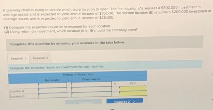 Solved A Growing Chain Is Trying To Decide Which Store Chegg