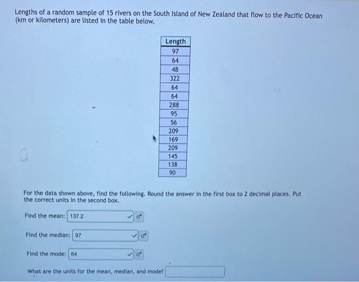 Solved Lengths Of A Random Sample Of 15 Rivers On The South | Chegg.com ...