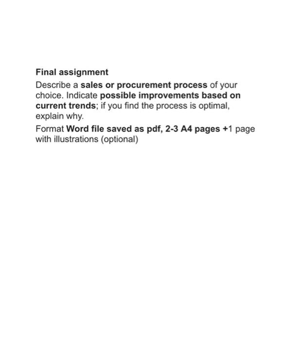 Solved Final assignment Describe a sales or procurement | Chegg.com