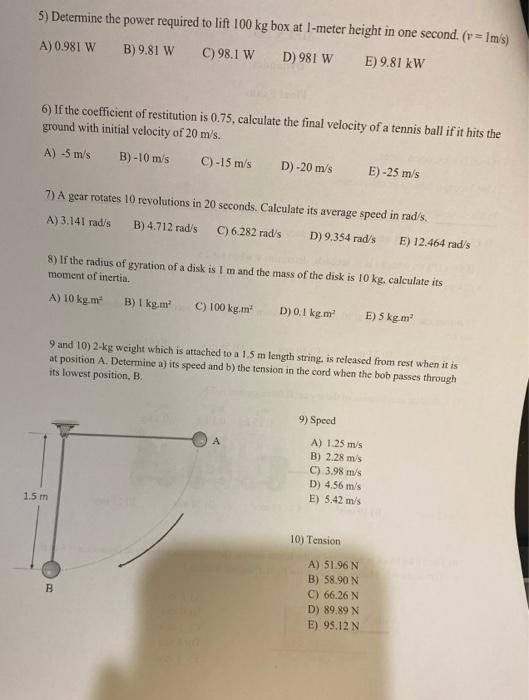 Solved 5) Determine the power required to lift 100 kg box at