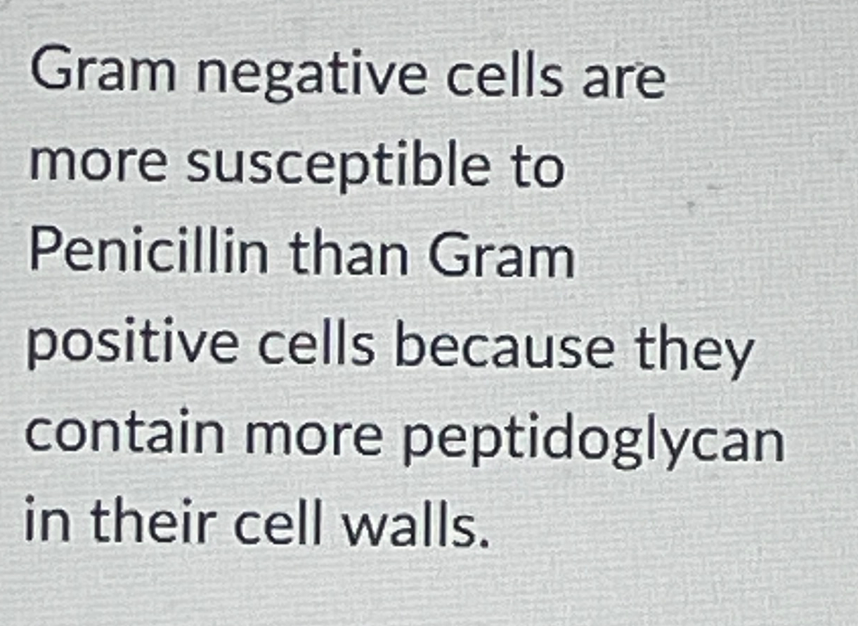 Solved Gram negative cells are more susceptible to | Chegg.com