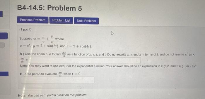 Solved B4-14.5: Problem 5 Previous Problem Problem List Next | Chegg.com
