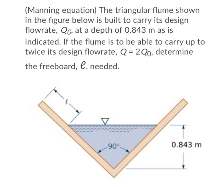 Solved (Manning equation) The triangular flume shown in the