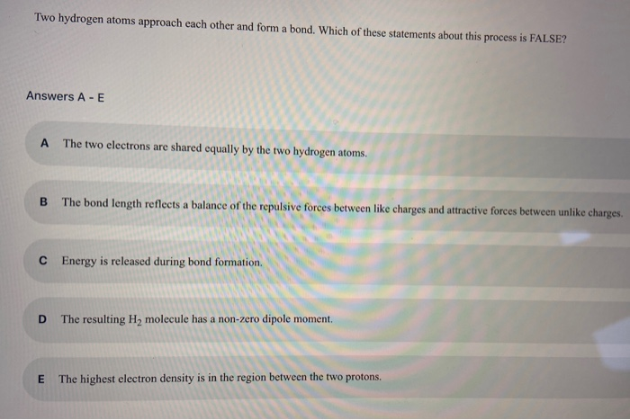Solved Two hydrogen atoms approach each other and form a | Chegg.com