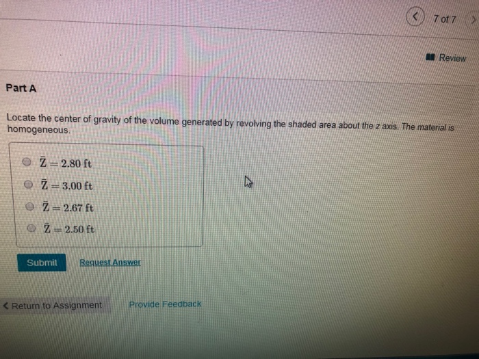 Solved ( 7 of 7 Review Part A Locate the center of gravity | Chegg.com