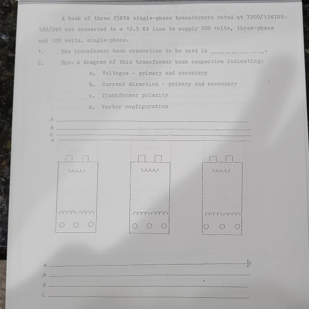 A Bank Of Three 25kva Single Phase Transformers Rated Chegg Com