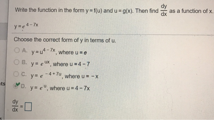 Solved Write The Function In The Form Y F U And U G X Chegg Com