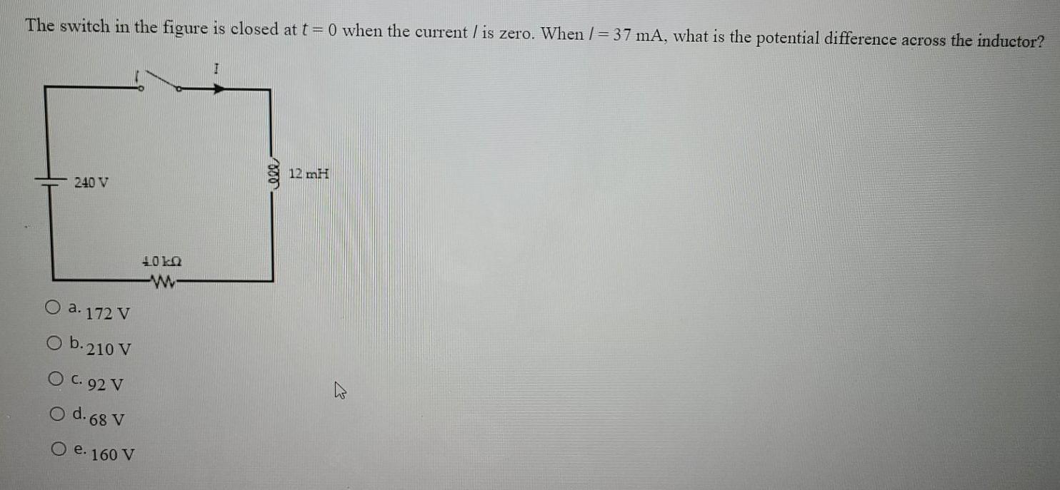 Solved The switch in the figure is closed at t = 0 when the | Chegg.com