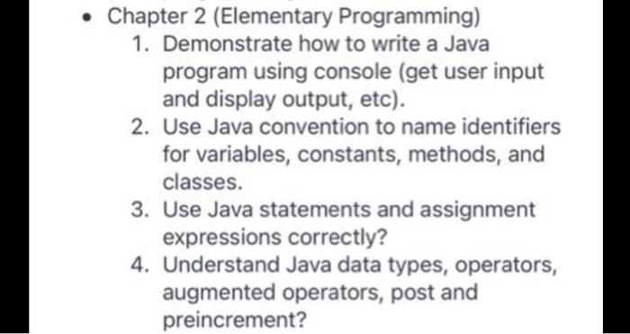 Solved Chapter 2 (Elementary Programming) 1. Demonstrate how | Chegg.com